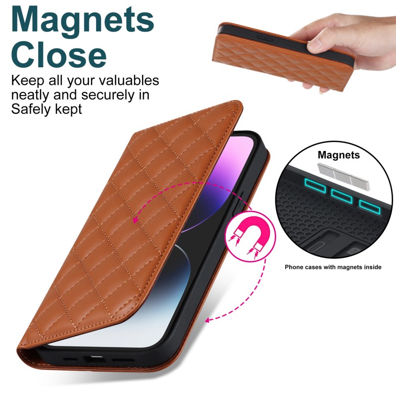 Flip Leather Phone Case for iPhone with MagSafe Wireless Charging, Card Slot